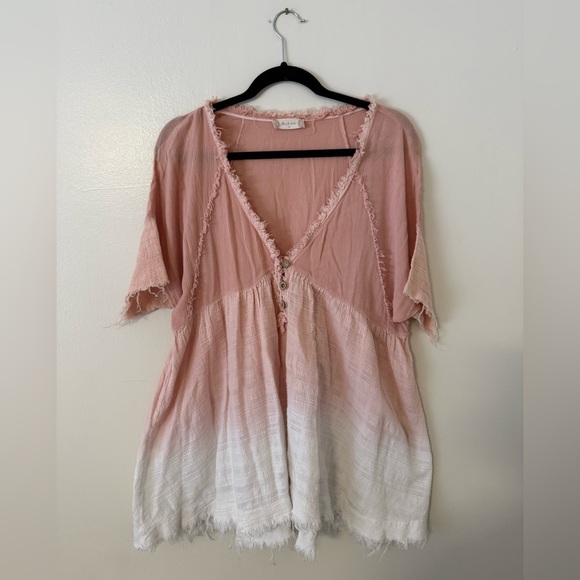 Altar'd State Tops - Altar'd State Top Pink Blush & White Ombre Flowy Boho Blouse Free People Sz M